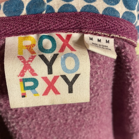 ROXY Medium FULL ZIP HOODIE snap hem Roxy tags polka-dot lined hoodie - Picture 13 of 14